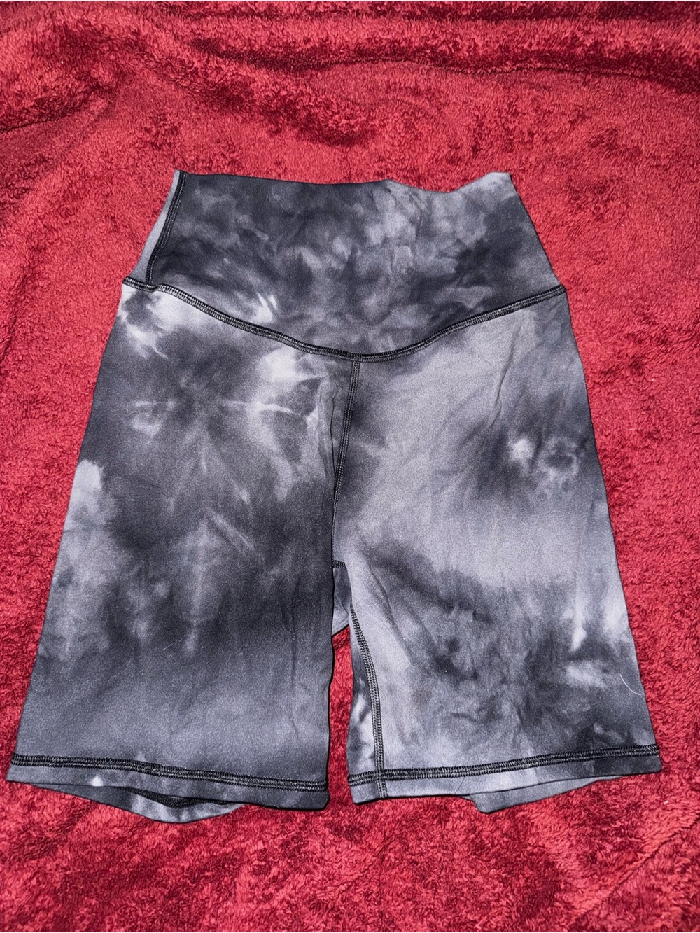 High-Rise Black Tie-Dye Women's Bike Shorts